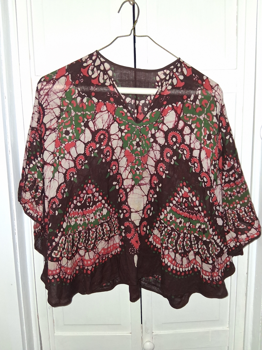 Boho Printed Tunic Top in Brown, Pink & Green